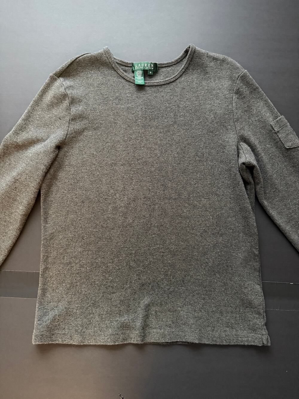 Lauren Ralph Lauren Womens M Gray 100% Cotton Crewneck Pullover Sweater LRL